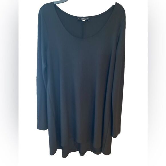 Bryn Walker Sz M Classic Black Long Sleeve Round Neck Modal Cotton High-Lo Tunic - Picture 1 of 8